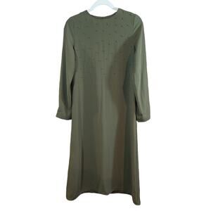 Aynaz Beaded Long Sleeve Midi Dress Modest Wedding Guest Party Women's 38 NWT